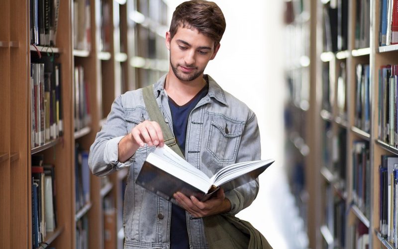 student, library, books